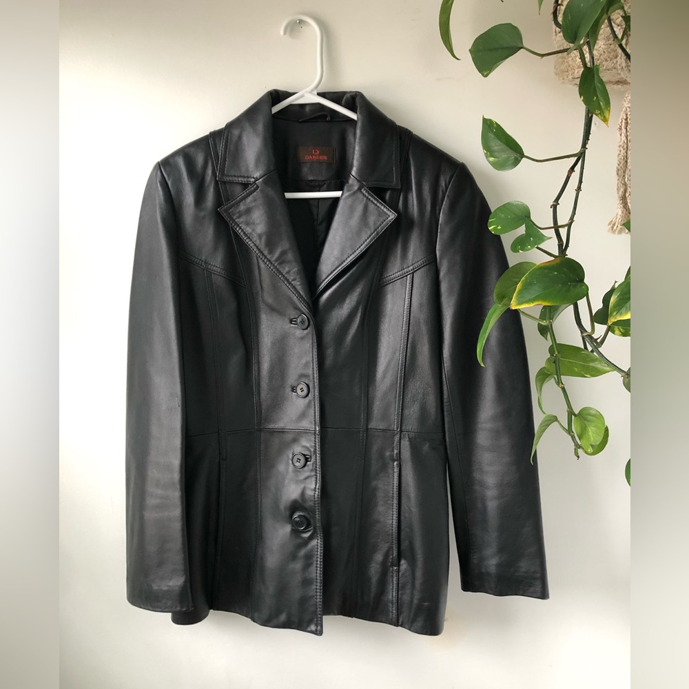 Danier Black Leather Button-Front Women's Jacket